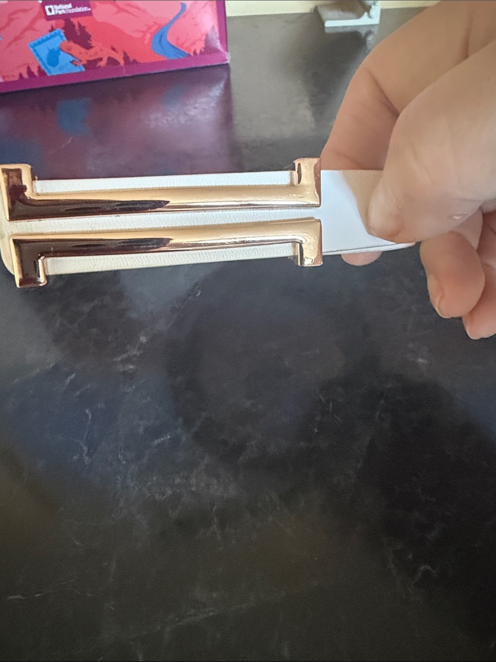 White Belt with Gold Buckle - Women's Accessory
